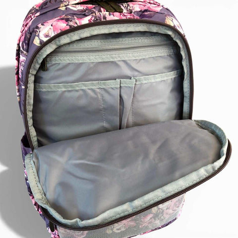 Cotton Road Laptop Bag: Purple Floral Canvas Backpack for 15.6" Laptops