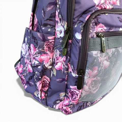 Cotton Road Laptop Bag: Purple Floral Canvas Backpack for 15.6" Laptops