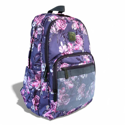 Cotton Road Laptop Bag: Purple Floral Canvas Backpack for 15.6" Laptops