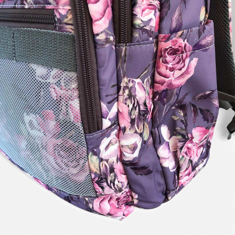 Cotton Road Laptop Bag: Purple Floral Canvas Backpack for 15.6" Laptops