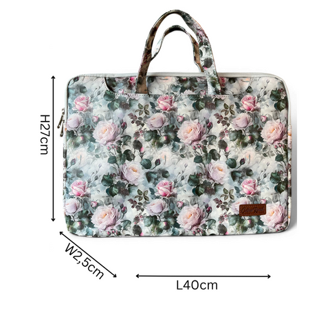 Cotton Road Laptop Bag: ROSE detail PVC Laptop Bag / Carry Sleeve with Padded Inner