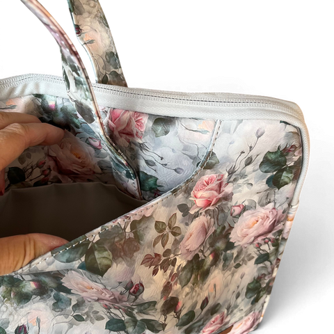 Cotton Road Laptop Bag: ROSE detail PVC Laptop Bag / Carry Sleeve with Padded Inner