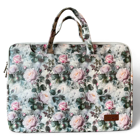 Cotton Road Laptop Bag: ROSE detail PVC Laptop Bag / Carry Sleeve with Padded Inner