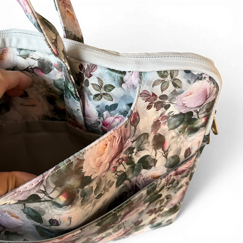 Cotton Road Laptop Bag: ROSE detail PVC Laptop Bag / Carry Sleeve with Padded Inner