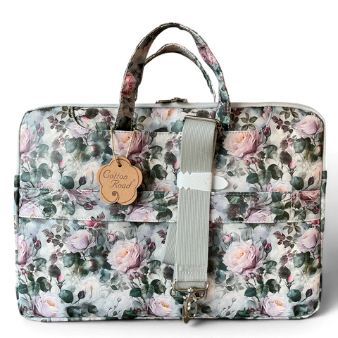 Cotton Road Laptop Bag: ROSE detail PVC Laptop Bag / Carry Sleeve with Padded Inner