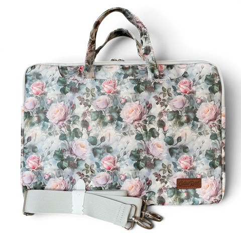 Cotton Road Laptop Bag: ROSE detail PVC Laptop Bag / Carry Sleeve with Padded Inner