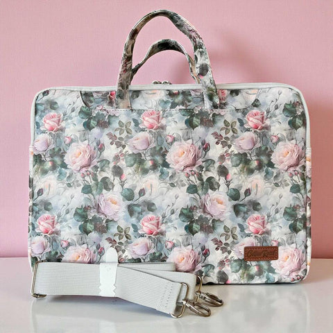 Cotton Road Laptop Bag: ROSE detail PVC Laptop Bag / Carry Sleeve with Padded Inner