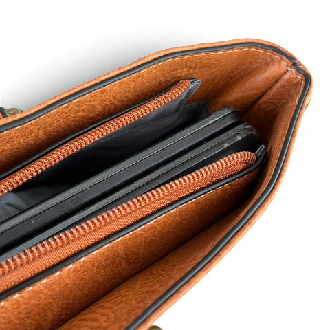 Cotton Road Laptop Bag: TAN PU Leather 15'6 with TOPSTICH detailing