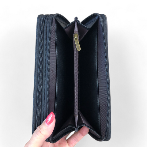 Cotton Road Large GREY PU Leather Wallet with LEOPARD Print