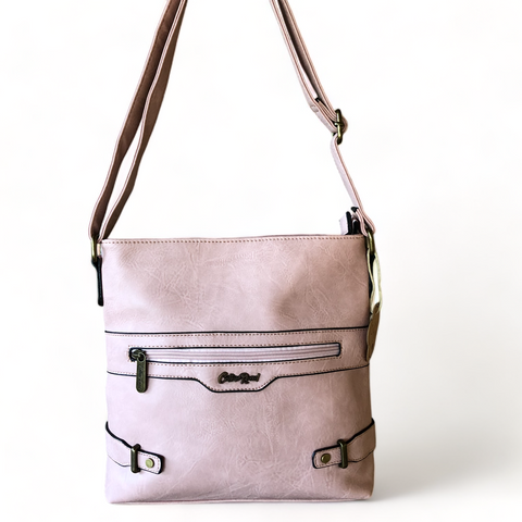 Cotton Road PINK PU Leather Sling Bag with Strap detailing