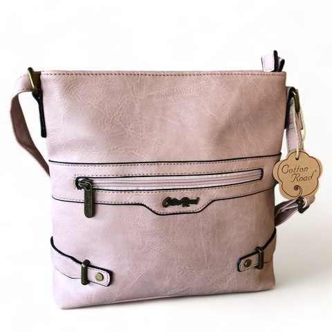 Cotton Road PINK PU Leather Sling Bag with Strap detailing
