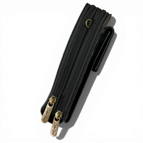 Cotton Road Sling Bag: BLACK PU Leather Cellphone Mini Sling with LEAF Design
