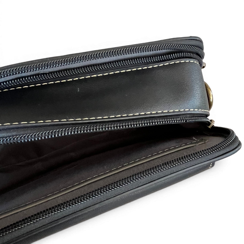 Cotton Road Sling Bag: BLACK PU Leather Crossbody with EMBOSSED Design