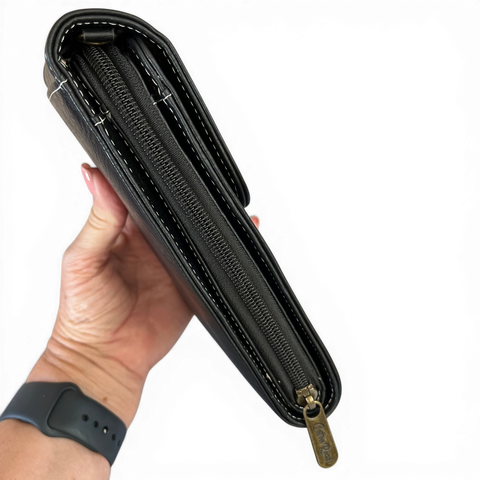 Cotton Road Sling Bag: BLACK PU Leather Mini Cellphone Sling