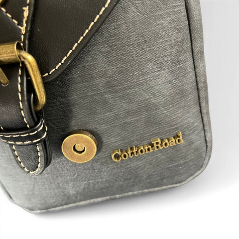 Cotton Road Sling Bag: BLACK PU Leather Mini Sling with Flap