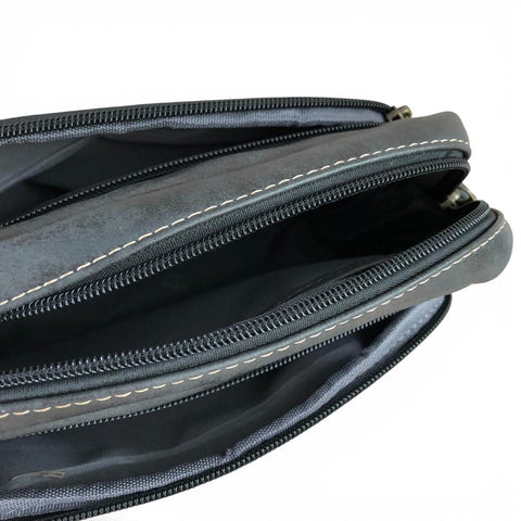 Cotton Road Sling Bag: BLACK PU Leather Sling Bag