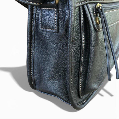 Cotton Road Sling Bag: BLACK PU Leather Sling Bag