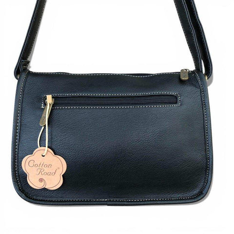 Cotton Road Sling Bag: BLACK PU Leather Sling Bag