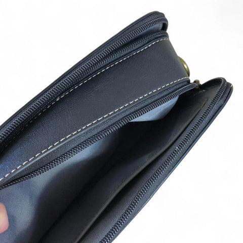 Cotton Road Sling Bag: BLACK PU Leather Sling Bag with EMBOSSED FLOWERS