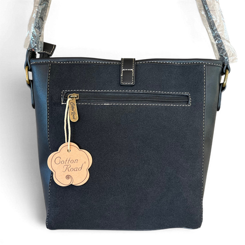 Cotton Road Sling Bag: BLACK PU Leather with Matching Hearts Wallet