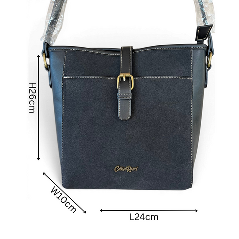 Cotton Road Sling Bag: BLACK PU Leather with Matching Hearts Wallet
