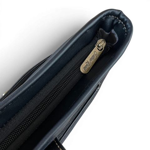 Cotton Road Sling Bag: BLACK PU Leather with Matching Hearts Wallet