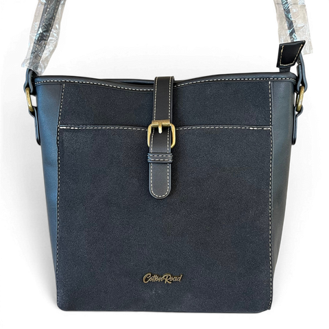 Cotton Road Sling Bag: BLACK PU Leather with Matching Hearts Wallet