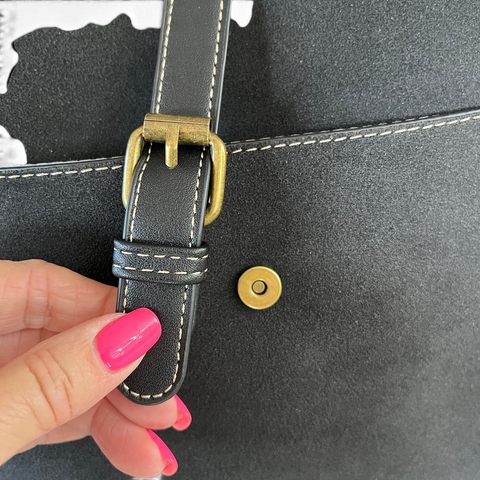 Cotton Road Sling Bag: BLACK PU Leather with Matching Hearts Wallet