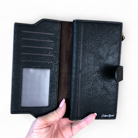 Cotton Road Sling Bag: BLACK PU Leather with Matching Wallet for Women