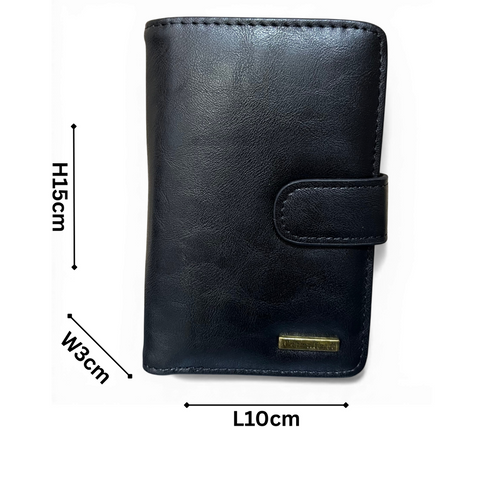 Cotton Road Sling Bag: BLACK PU Leather with Metal Zips and Matching Wallet