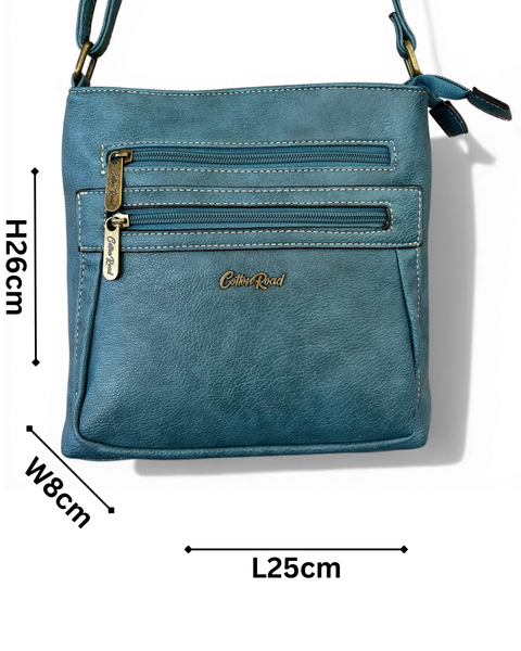 Cotton Road Sling Bag: BLUE/TEAL PU Leather Bag