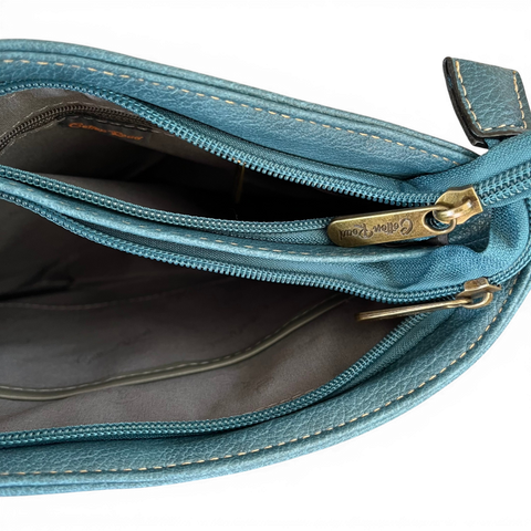 Cotton Road Sling Bag: BLUE/TEAL PU Leather Bag