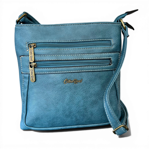 Cotton Road Sling Bag: BLUE/TEAL PU Leather Bag