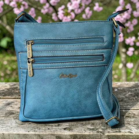 Cotton Road Sling Bag: BLUE/TEAL PU Leather Bag