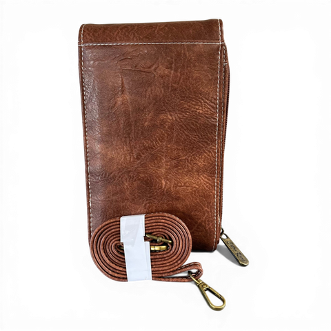 Cotton Road Sling Bag: BROWN PU Leather Cellphone Mini Sling