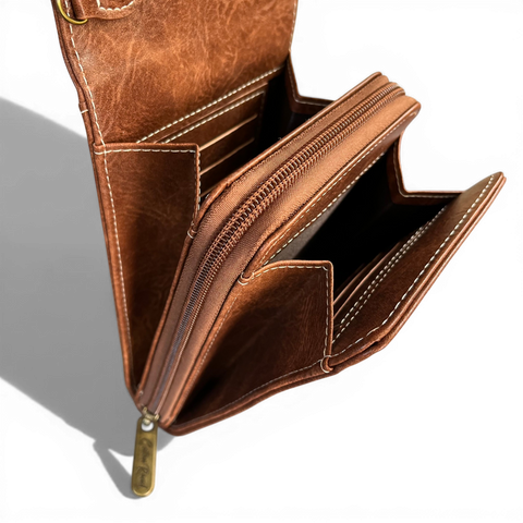 Cotton Road Sling Bag: BROWN PU Leather Cellphone Mini Sling