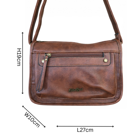 Cotton Road Sling Bag: BROWN PU Leather Crossbody Bag for Everyday Use