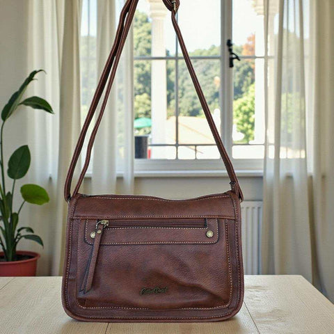 Cotton Road Sling Bag: BROWN PU Leather Crossbody Bag for Everyday Use