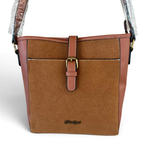 Cotton Road Sling Bag: BROWN PU Leather Crossbody with Hearts Design Wallet