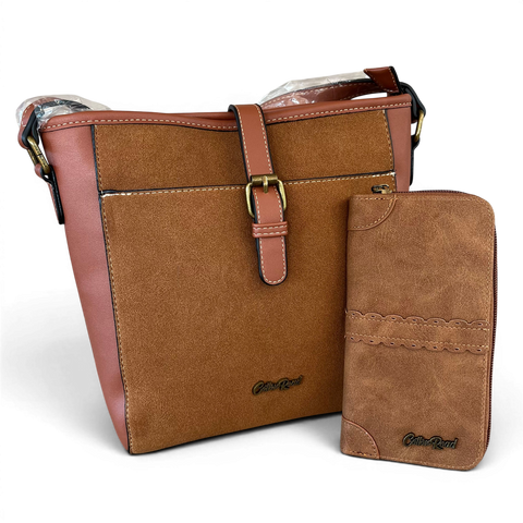 Cotton Road Sling Bag: BROWN PU Leather Crossbody with Matching Wallet