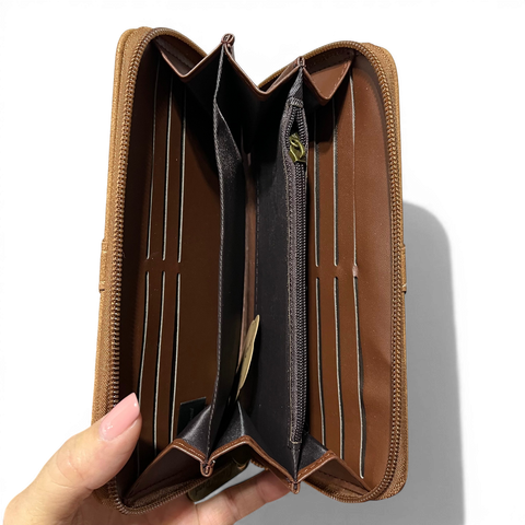 Cotton Road Sling Bag: BROWN PU Leather Crossbody with Matching Wallet