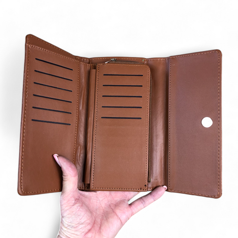 Cotton Road Sling Bag: BROWN PU Leather Crossbody with Matching Wallet