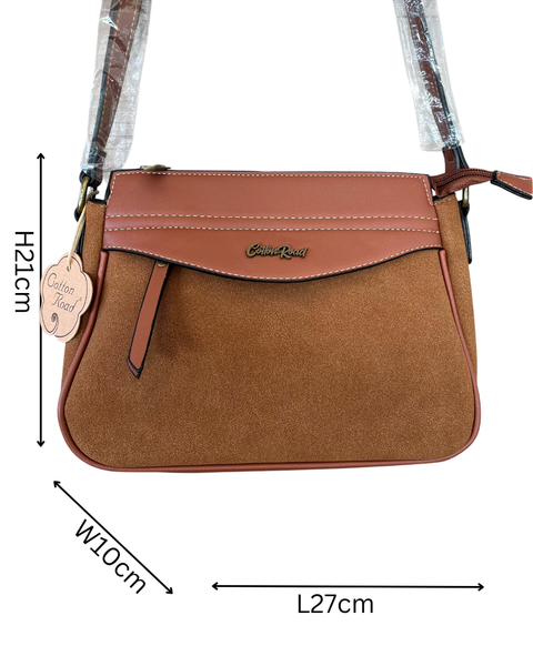 Cotton Road Sling Bag: BROWN PU Leather Crossbody with Matching Wallet