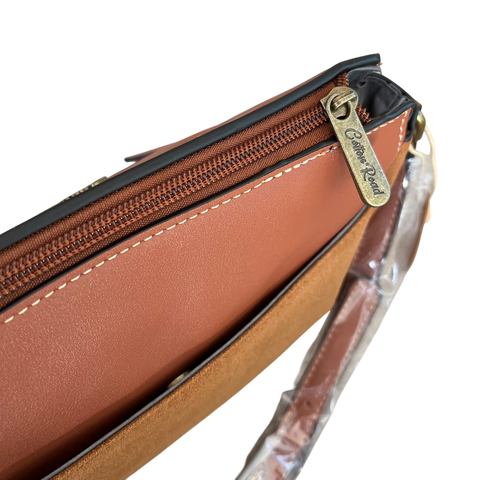 Cotton Road Sling Bag: BROWN PU Leather Crossbody with Matching Wallet