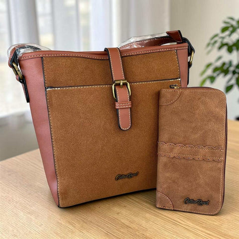 Cotton Road Sling Bag: BROWN PU Leather Crossbody with Matching Wallet