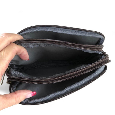 Cotton Road Sling Bag: BROWN PU Leather Mini Sling Bag