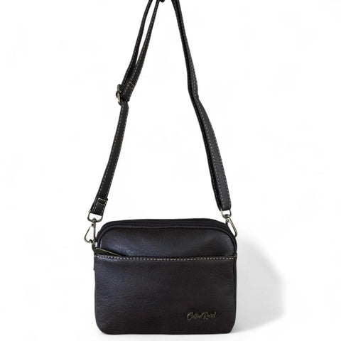 Cotton Road Sling Bag: BROWN PU Leather Mini Sling Bag