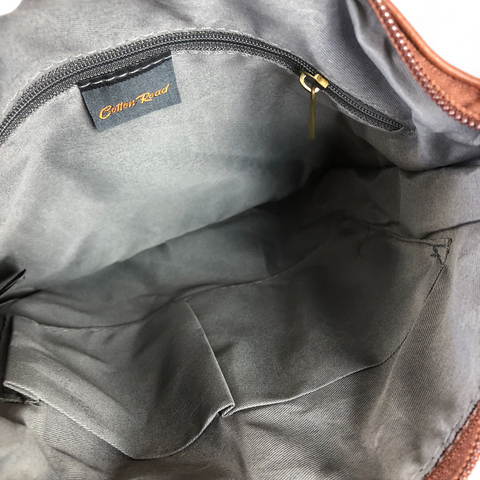 Cotton Road Sling Bag: BROWN PU Leather Sling Bag with Metal Zips