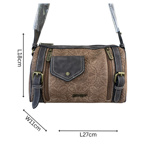 Cotton Road Sling Bag: BROWN PU Leather with BRANDED Strap