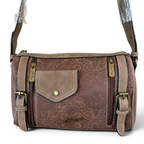 Cotton Road Sling Bag: BROWN PU Leather with BRANDED Strap